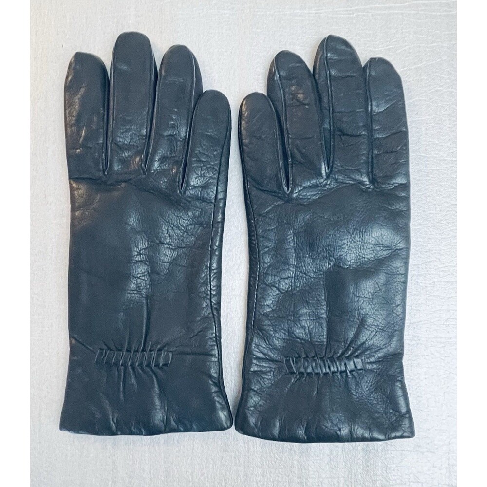 VTG Fownes Leather Gloves Women’s XL Thinsulate Fleece Lined Black Dark Gray - Picture 2 of 12
